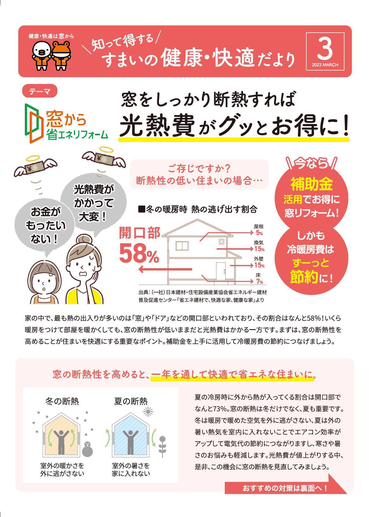 すまいの健康・快適だより　３月号 大森建窓トーヨー住器のブログ 写真1