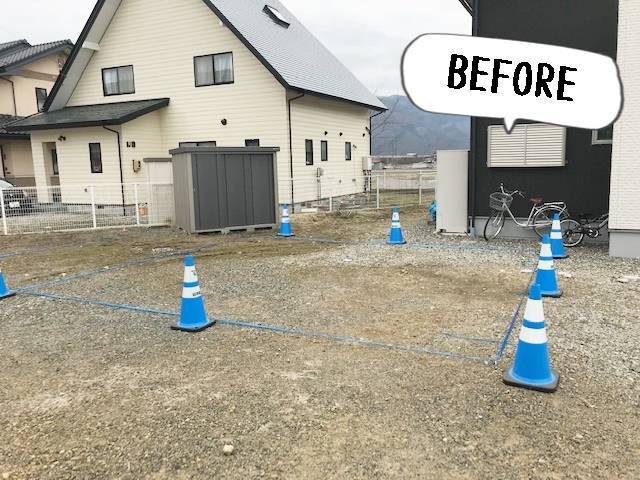 更埴トーヨー住器の車3台駐車したい　車庫から玄関までのアプローチで濡れない様にしたいとご相談(千曲市屋代)の施工前の写真1