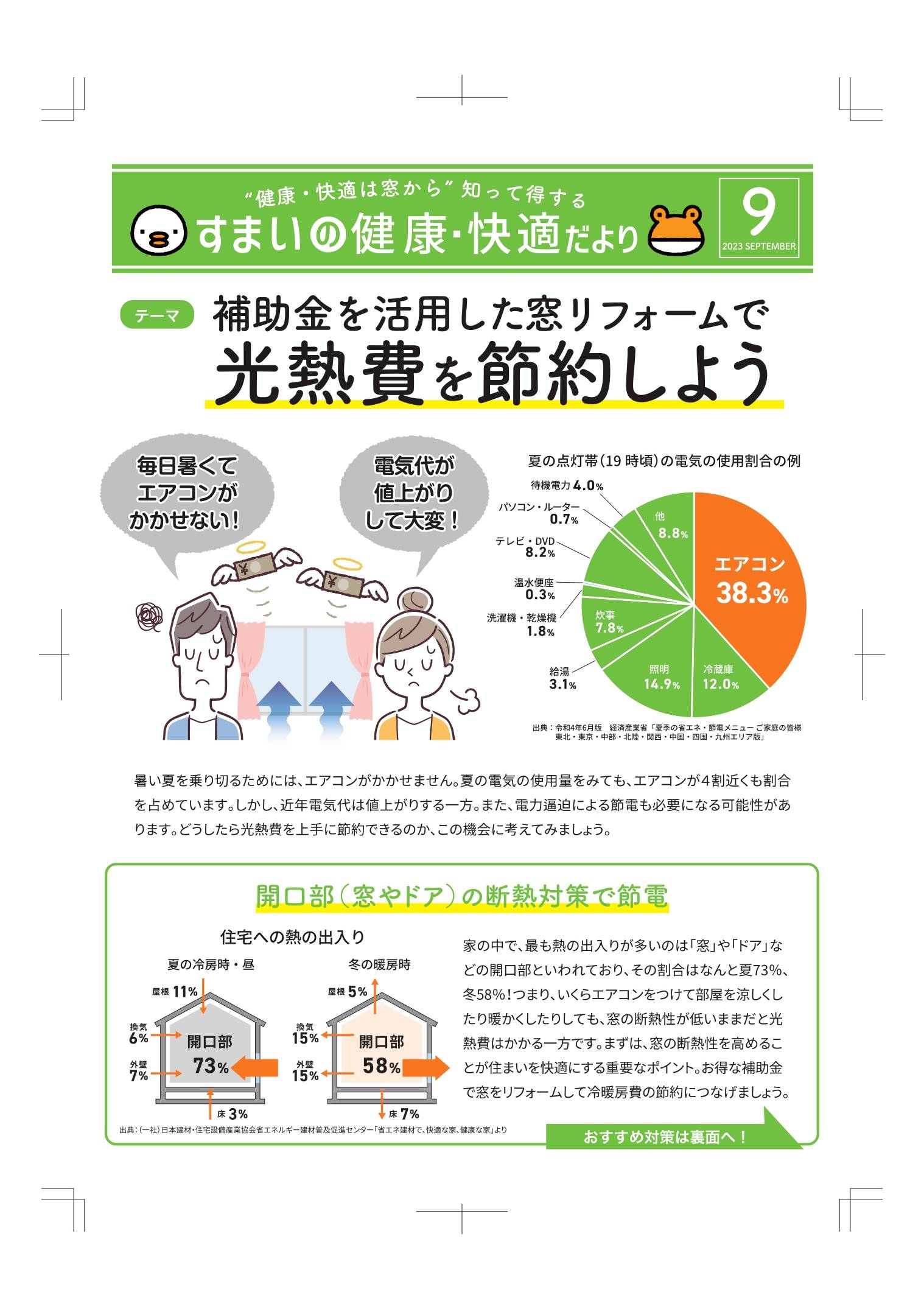 すまいの健康・快適だより9月号 丸光トーヨーのブログ 写真1