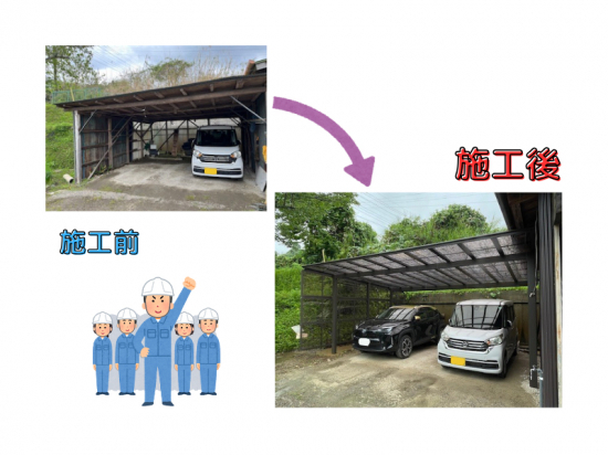 桶庄トーヨー住器の車庫の老朽化により新しく立て直し！専門店だからこその提案力です【千葉県】【茂原市】【車庫】施工事例写真1