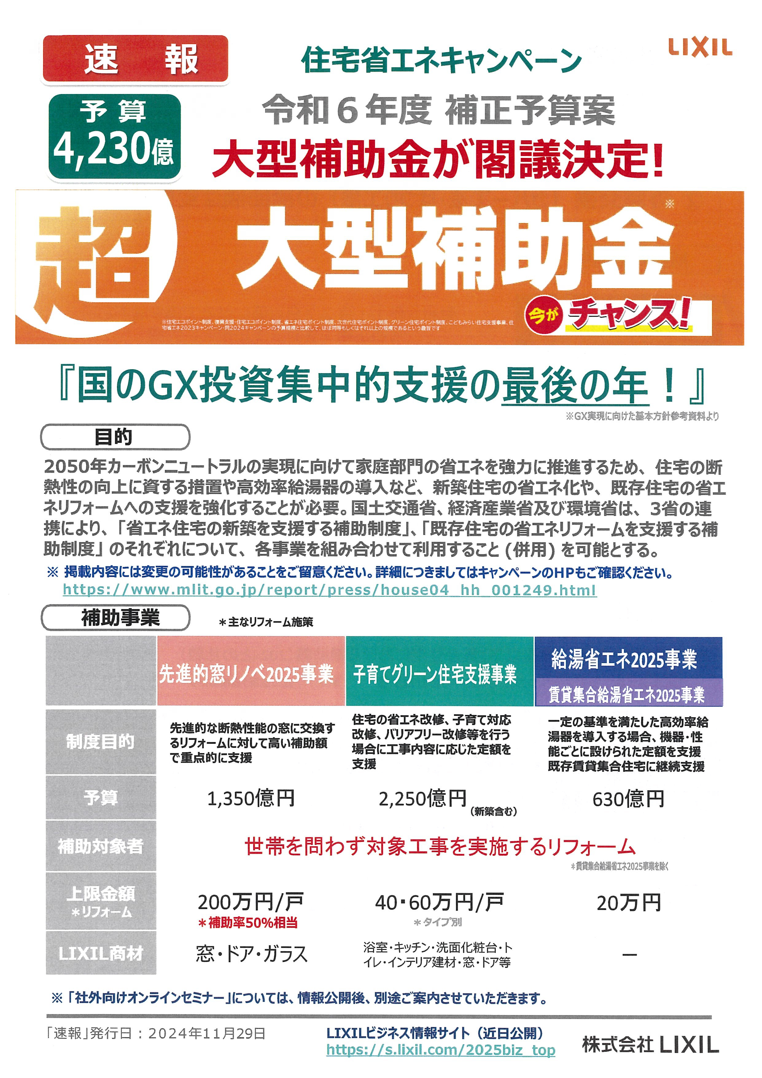 住宅省エネキャンペーン2025　閣議決定！ 九重トーヨー住器のイベントキャンペーン 写真1