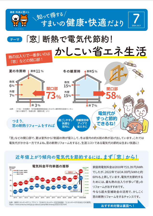 すまいの健康・快適だより７月号　 モリヤアルミのブログ 写真2