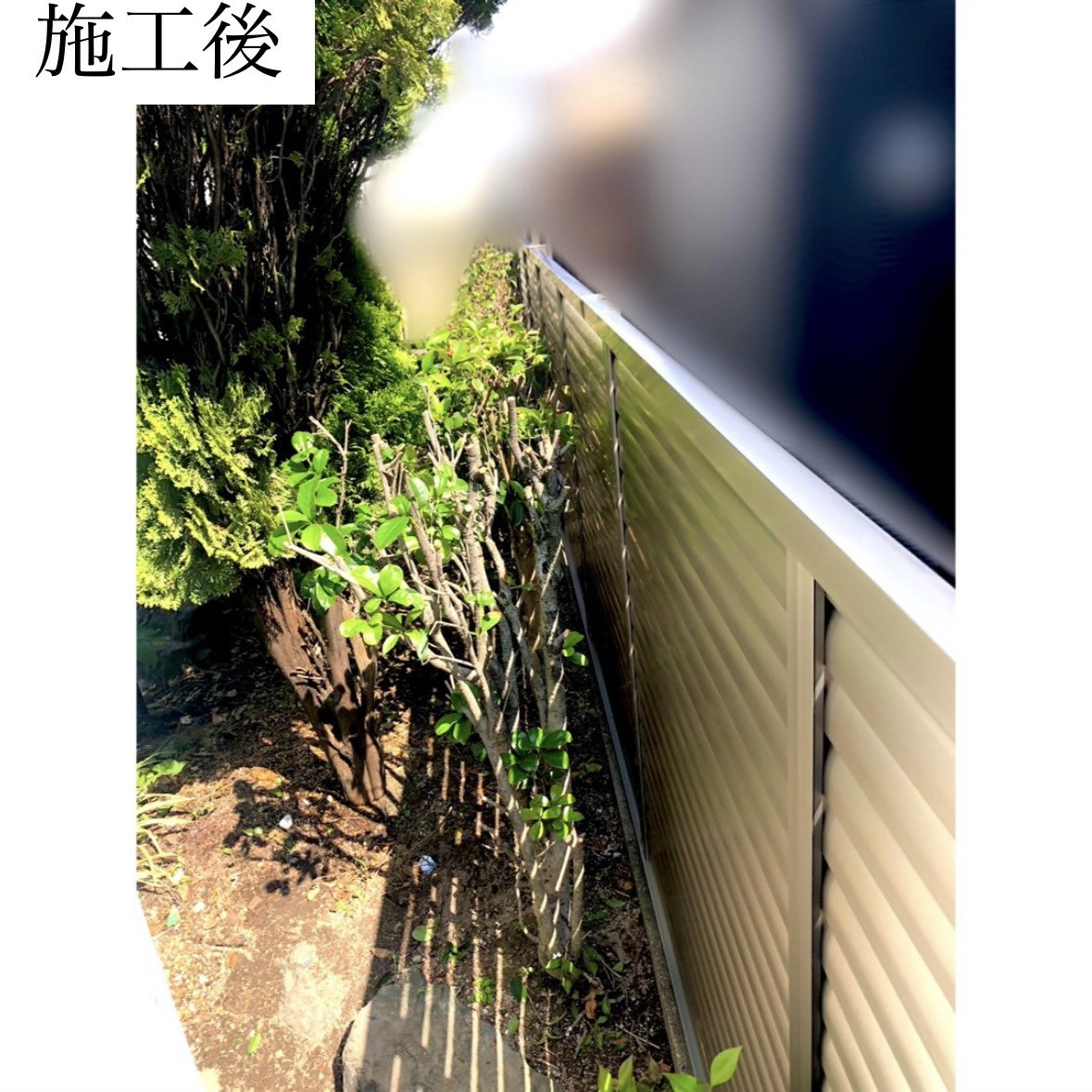 三輪ガラスの【名古屋市】隣地との目隠しの為フェンスABを取付けの施工後の写真1