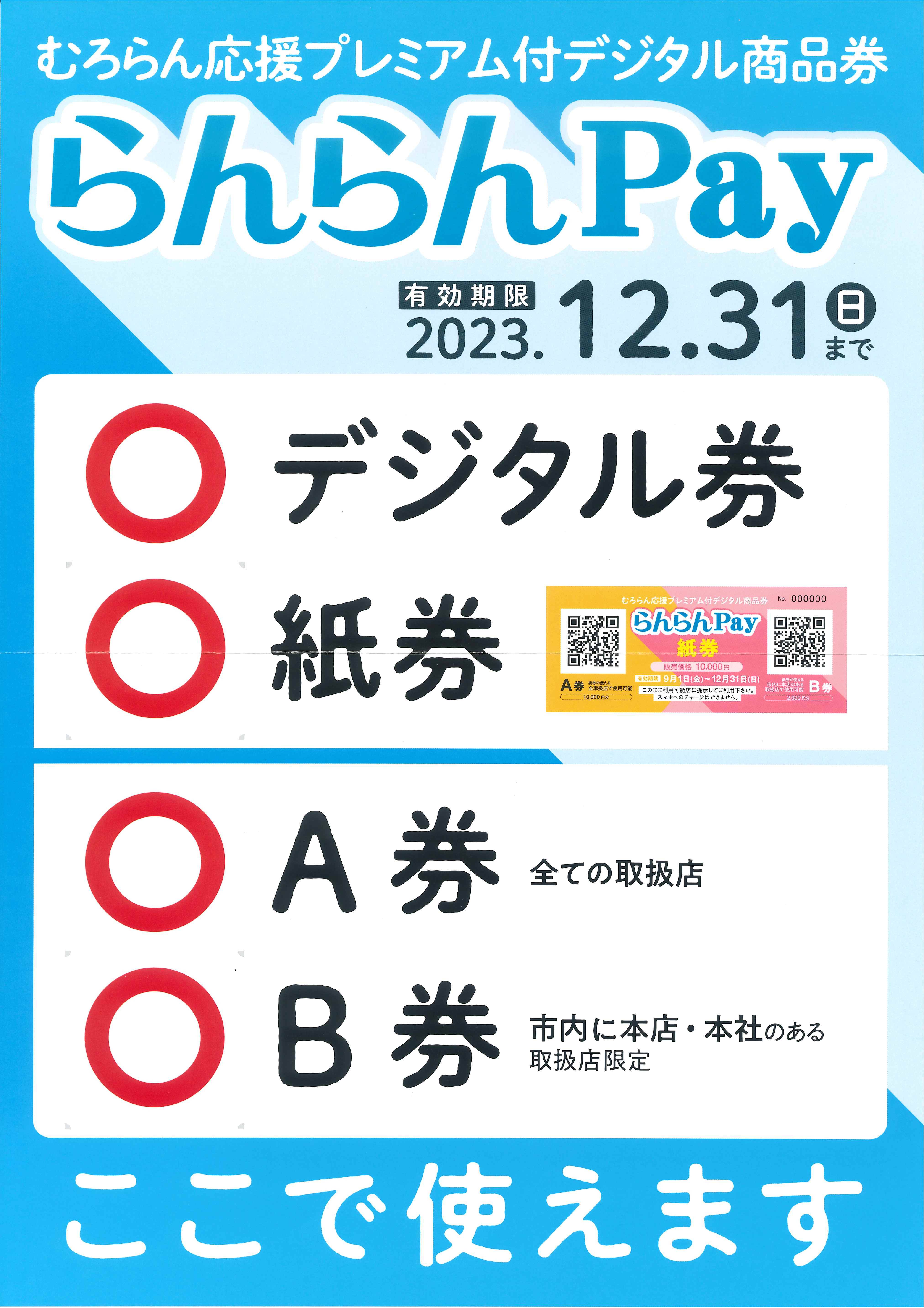 令和5年度むろらん応援プレミアム付デジタル商品券「らんらんPay」使用できます！！ 米塚硝子店のイベントキャンペーン 写真1