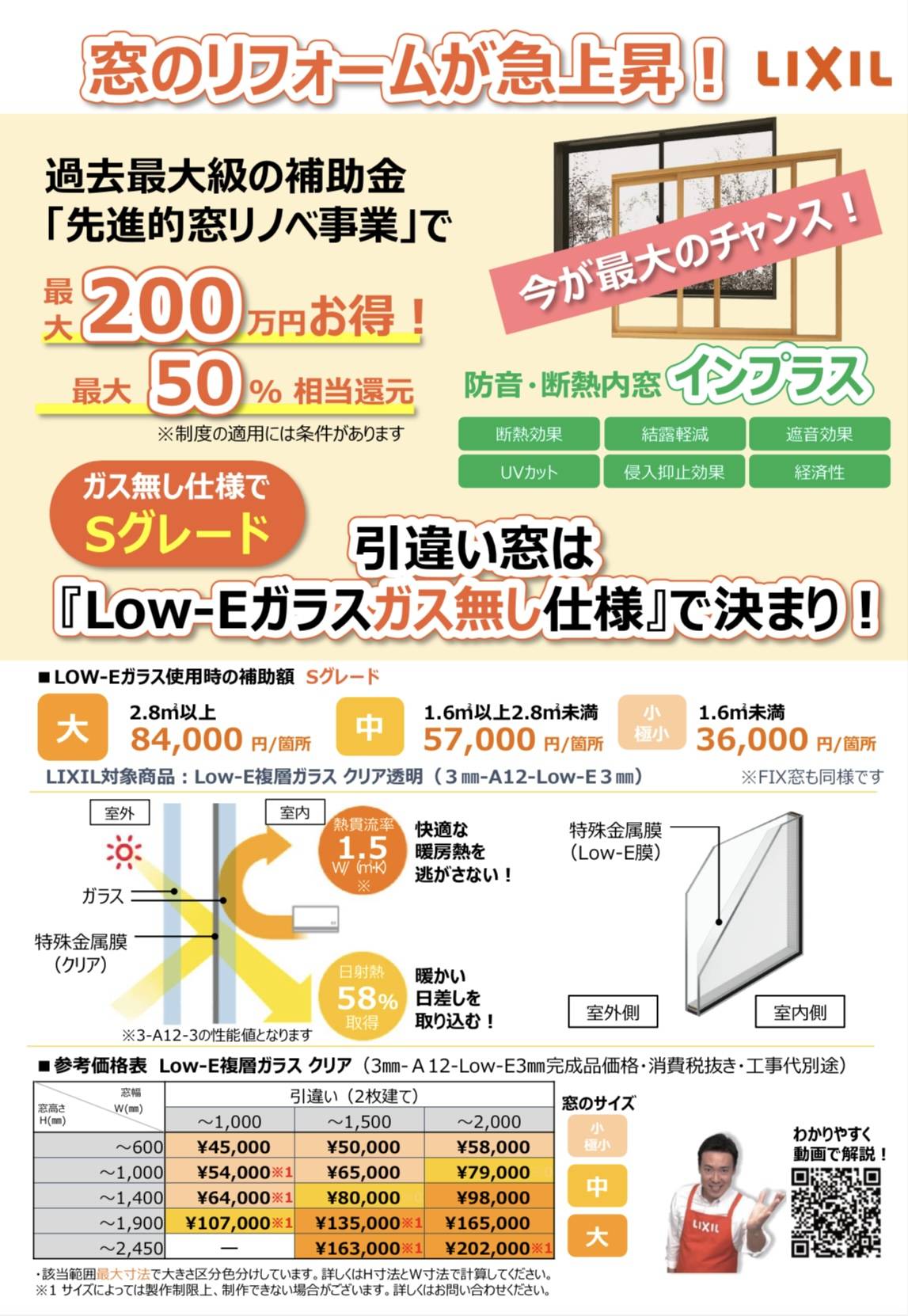 先進的窓リノベ事業　インプラス補助額一覧✨ 東福岡トーヨー住器のブログ 写真1