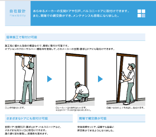 ヒガシデ坂戸の【埼玉県入間市】後付けできる玄関用網戸・しまえるんですαの施工事例詳細写真2