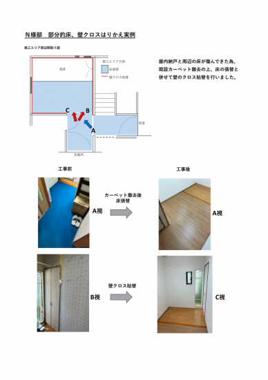 ツルタ建装社の室内床、壁クロス貼替事例施工事例写真1