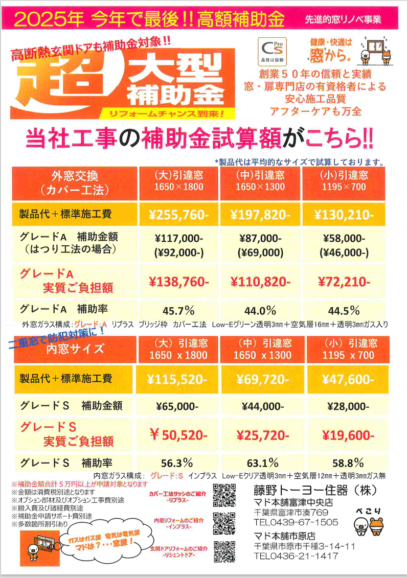 藤野トーヨー住器 富津中央の『千葉県富津市』補助金活用内窓設置工事の施工事例詳細写真1