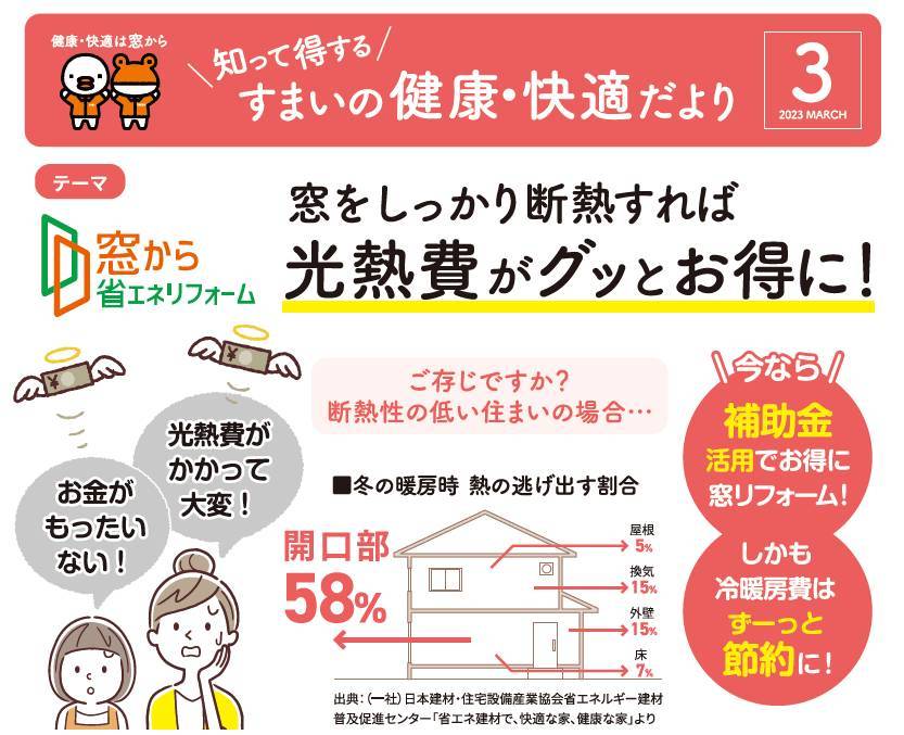 窓をしっかり断熱すれば光熱費がグッとお得に！ 大角屋トーヨー住器のブログ 写真1