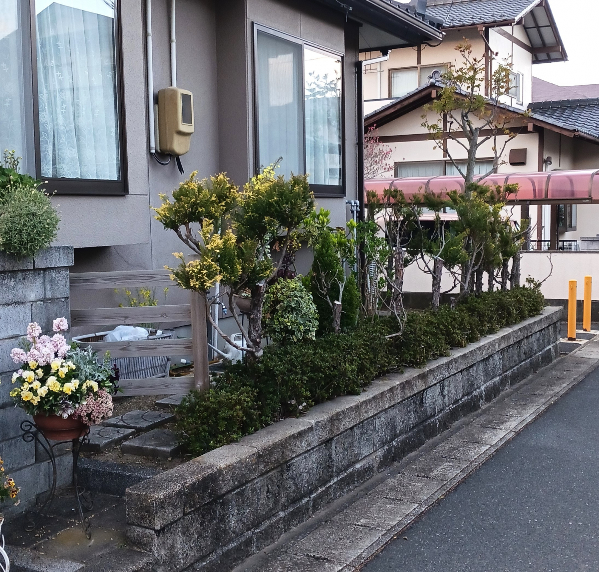 ダイカクヤ 仙台の植栽撤去して目隠しのフェンスを取付したい！！！フェンスAB工事　仙台市の施工前の写真1